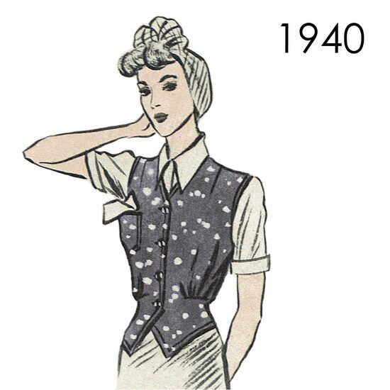 1940 Waistcoat 96 cm or 108 cm (37.8" or 42.5") bust